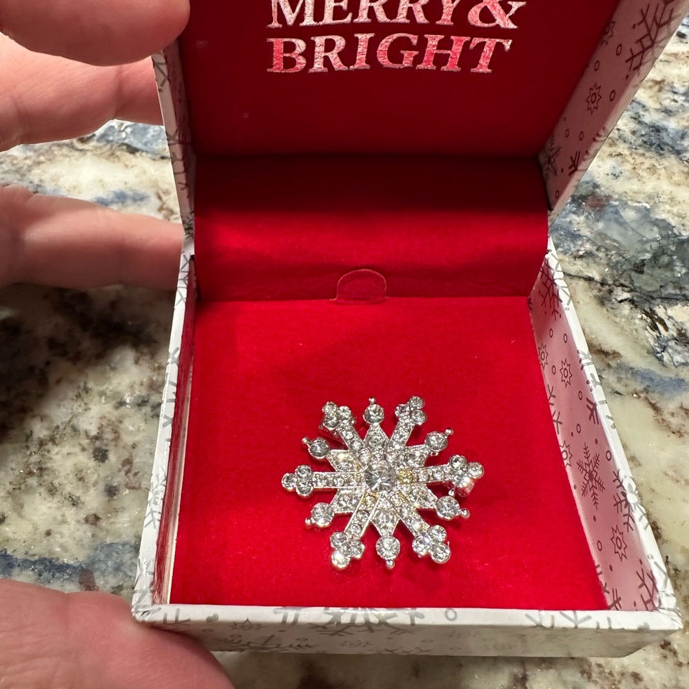 Elegant Silver Snowflake Brooch